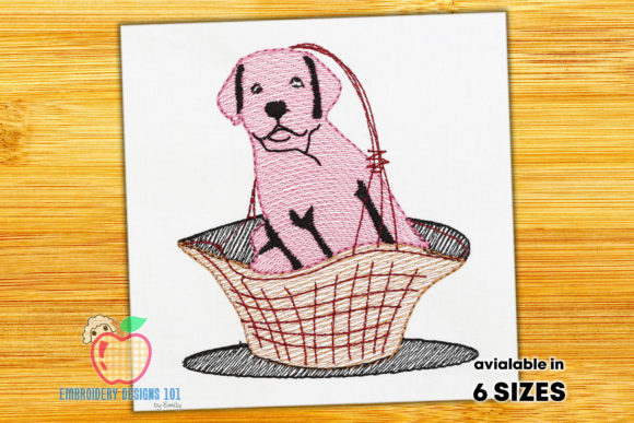 Cutest Dog Sitting in Basket Embroidery Review