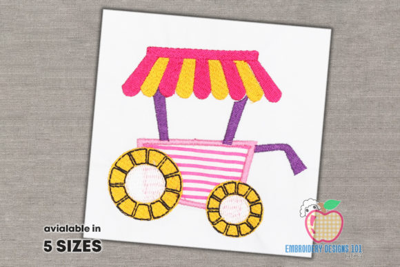 Ice Cream Cart Applique for Embroidery Projects