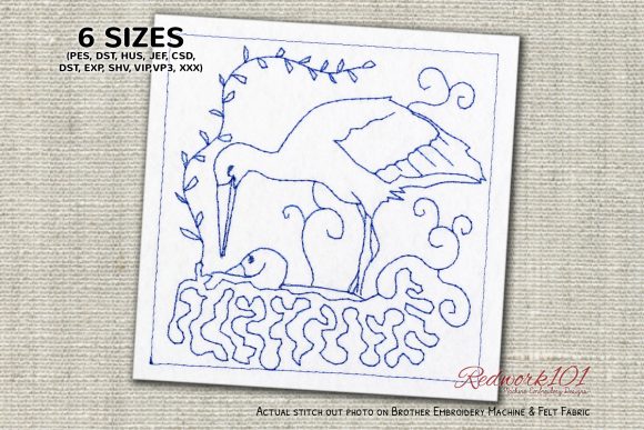 Two Stork in the Nest Lineart